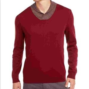 Tasso Elba 100% Supima Cotton Shawl Collar Pullover Sweater XL Cherry Pie